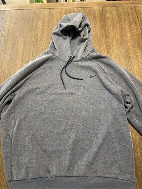 Nike Men's Heather Navy Hooded Pullover with Embroidered Swoosh